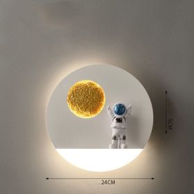 Bedroom Bedside Astronaut-shaped Shelf Wall Lamp (Option: Circle white-Tricolor light)