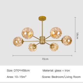 Star Magic Bean Glass Chandelier (Option: 6Gold-Amber)