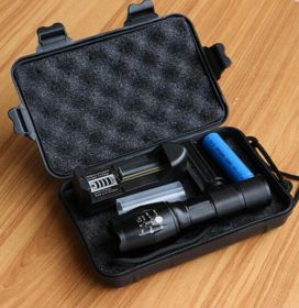 led Zoom Flashlight Torch Tactical 5000 Lumens Led High Power Flashlights AAA or 18650 battery kit (Option: EU)