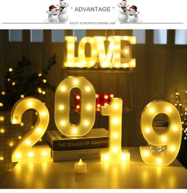 Luminous LED Letter Number Night Light English Alphabet Number Battery Lamp Romantic Wedding Christmas Party Decoration (Option: Always lit-LOVE white)