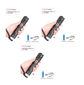 USB Charging Zoom P50 Flashlight (Option: XHP50 26650USB 3pcs)