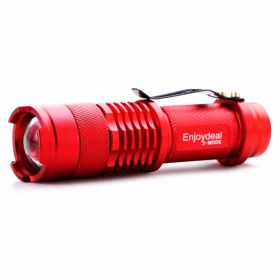 5 Colors Mini LED Flashlight CREE Q5 2000lm Waterproof LED Laterna 1 Modes Zoomable PortableTorch penlight AA 14500 (Color: Red)