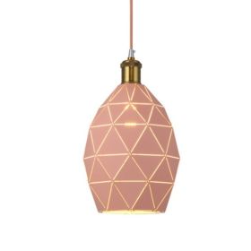 Simple Modern Bar Dining Room Single Iron Pendant Lamp Retro Hollowed Out Aisle Pendant Lamp (Option: L Pink 200x360-White light)