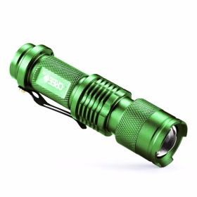 5 Colors Mini LED Flashlight CREE Q5 2000lm Waterproof LED Laterna 1 Modes Zoomable PortableTorch penlight AA 14500 (Color: Green)