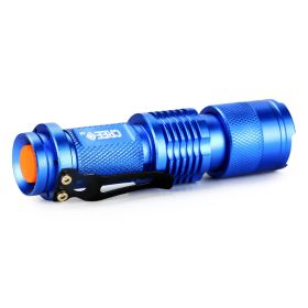 5 Colors Mini LED Flashlight CREE Q5 2000lm Waterproof LED Laterna 1 Modes Zoomable PortableTorch penlight AA 14500 (Color: Blue)