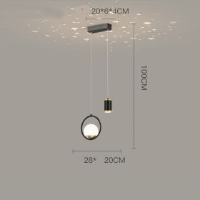 Bedroom Pendant Lamp Starry Sky Projection (Option: Black Gold-D)