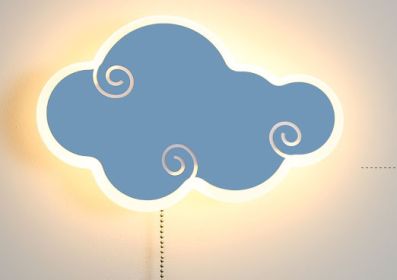 Cloud Children's Wall Creative Modern Simple Bedroom Bedside Lamp (Option: Blue warm light)