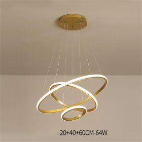 Living Room Chandelier Dining Room Lamp Intelligent Simple Household Chandelier (Option: Gold 64W 20x40x60CM-White light)