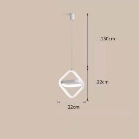 Bedside Chandelier Bedroom Dining Room Bar Long Line Single Head (Option: White square-Three tone light)