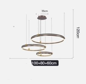 Chandelier Living Room Brushed Aluminum Bedroom Study (Option: Coffee 60CM80CM100CM150W)