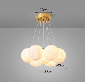 Nordic Modern Minimalist Creative Moon Bubble Living Room Chandelier (Option: 7heads moon 45CM-Tricolor dimming)