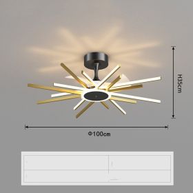 Nordic Light Luxury Living Room Fan Lamp Simple New Style (Option: Black gold-100CM)