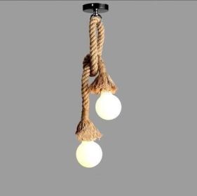 Hemp Rope Chandelier Vintage Industrial Style Bar Restaurant Coffee Clothing Store (Option: Double head)