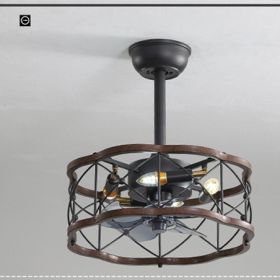 Idyllic American Fan Lamp Nordic Minimalist Dining Room (Option: Dark wood 45in diameter-220V)