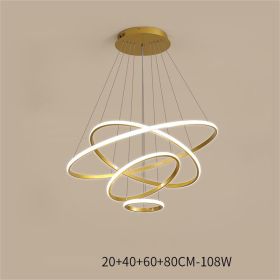 Living Room Chandelier Dining Room Lamp Intelligent Simple Household Chandelier (Option: Gold 108W 20x40x60x80CM-White light)