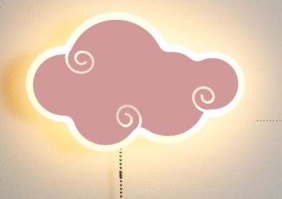 Cloud Children's Wall Creative Modern Simple Bedroom Bedside Lamp (Option: Pink warm Light)