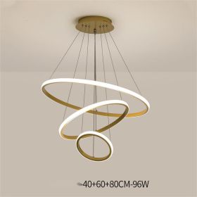 Living Room Chandelier Dining Room Lamp Intelligent Simple Household Chandelier (Option: Gold 96W 40x60x80CM-White light)