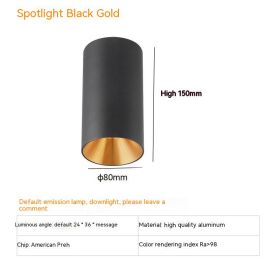 Thigh High Anti-glare Punch Free Ceiling Living Room Aisle Surface Mounted Spotlight (Option: 7w Neutral Light 4000k-Black Gold)