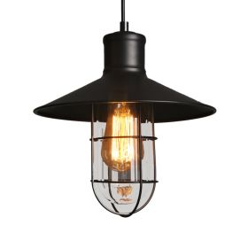 Creative Restaurant Bar Warehouse Bird Cage Explosion-proof Glass Chandelier Black (Option: Black-Warm yellow)