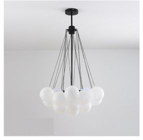 Creative Light Luxury Ball White Glass Bubble Post-modern Living Room Pendant Lamp (Option: Small black-Without bulb)