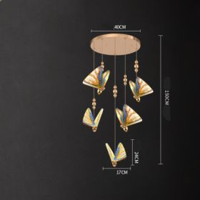 Butterfly Chandelier Bedside Enamelled Dining Hall Staircase (Option: Colorful 5head disc-Tricolor light)