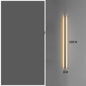 Simple Modern Minimalist Long Strip Living Room Grille Wall Lamp (Option: Black-100CM-Warm light)