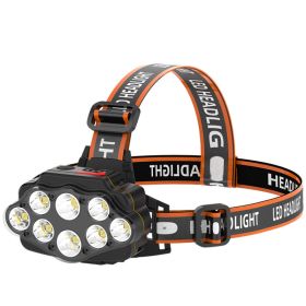 8LED Strong Light Rechargeable Night Fishing Headlight (Option: Orange-1lithium battery)