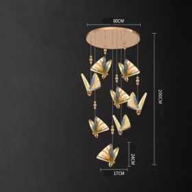 Butterfly Chandelier Bedside Enamelled Dining Hall Staircase (Option: Colorful 8head disc-Neutral light)