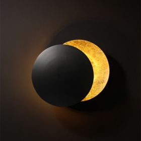 Nordic Modern Minimalist Moon Concept Solar Eclipse Wall Lamp (Option: Gold Black-Diameter 20cm)