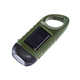 Outdoor Hand-cranked Power Generation Led Flashlight Strong Light Solar USB Charging (Option: Basic green)