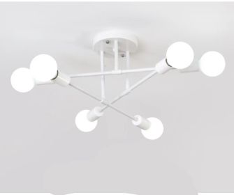 Bedroom Living Room Dining Room 6 Head Ceiling Lights Industrial Wind Iron Art (Option: White-Without light source)